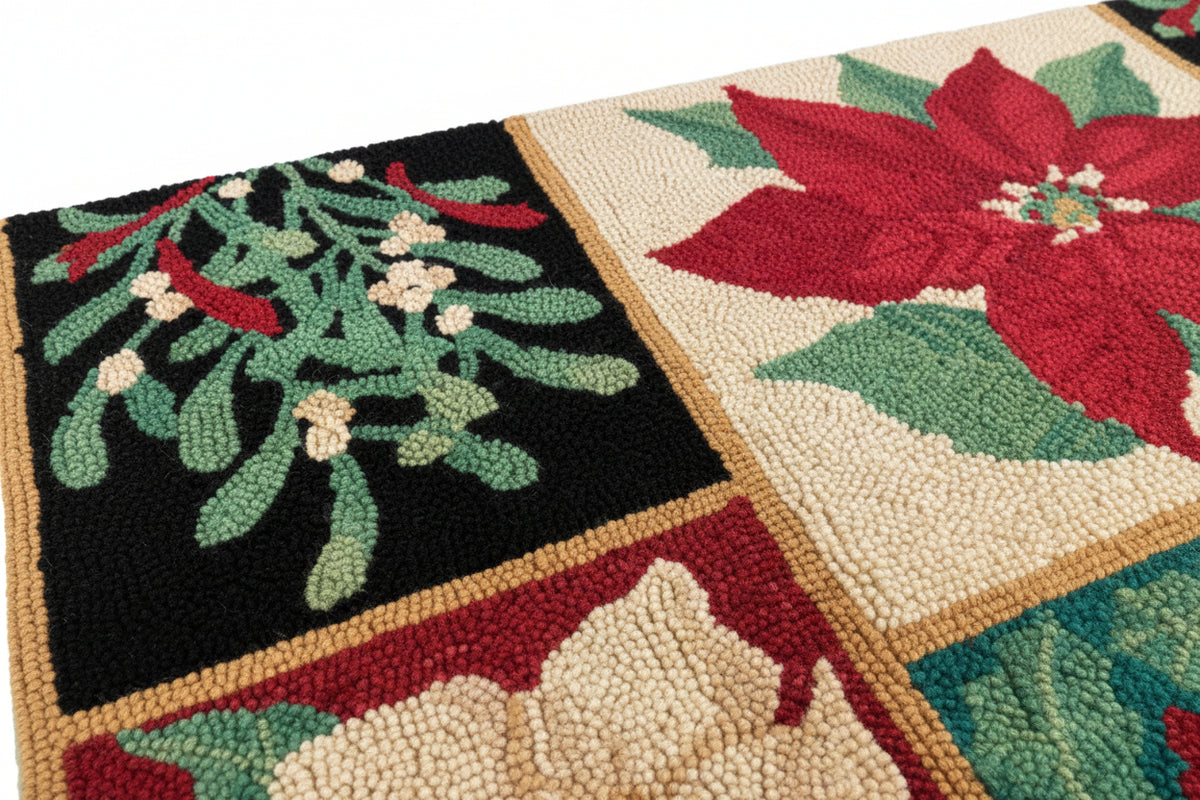 2 x 3 Hand-Hooked Wool Christmas Rug