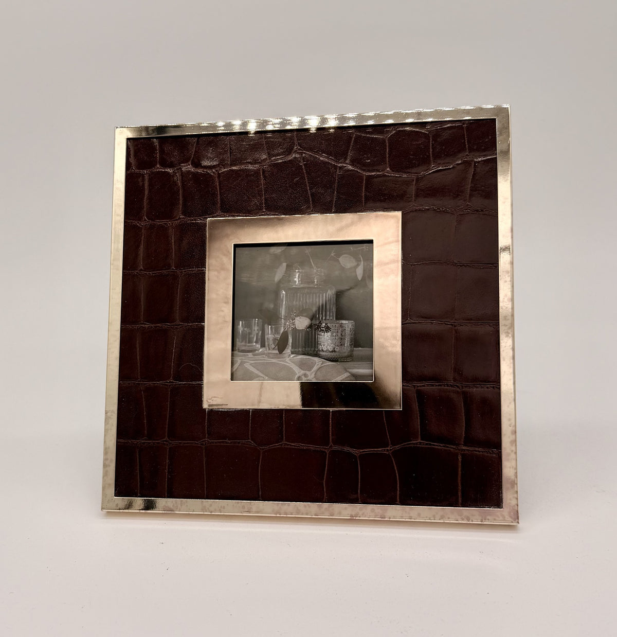 3" Square Alligator & Silver