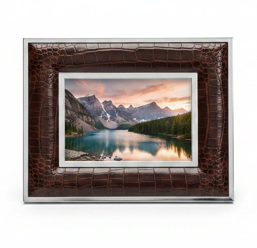 4 X 6 Padded Brown Alligator & Silver