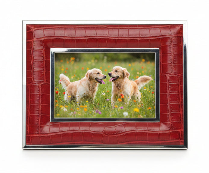 4 X 6 Padded Red Alligator& Silver
