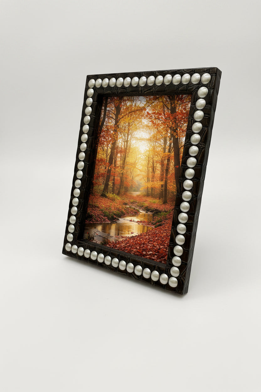 5 X 7 Brown Leather & Nailhead