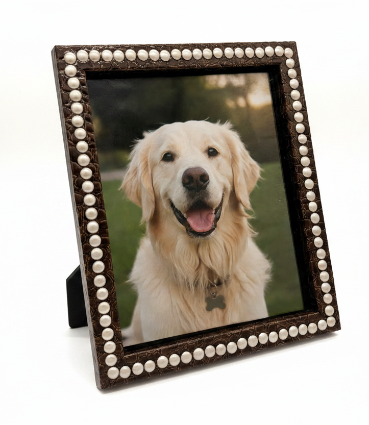 8 X 10 Brown Leather & Nailhead
