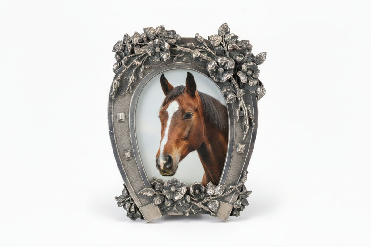 4 x 6 Antique Silver-Plated Horseshoe Frame