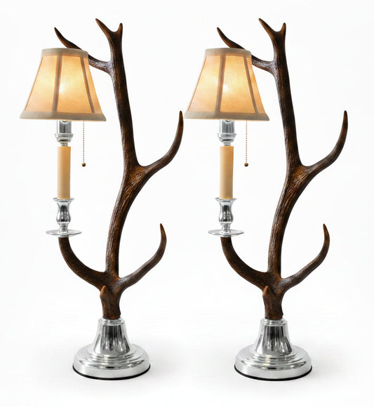 Pair of Antler Lamps