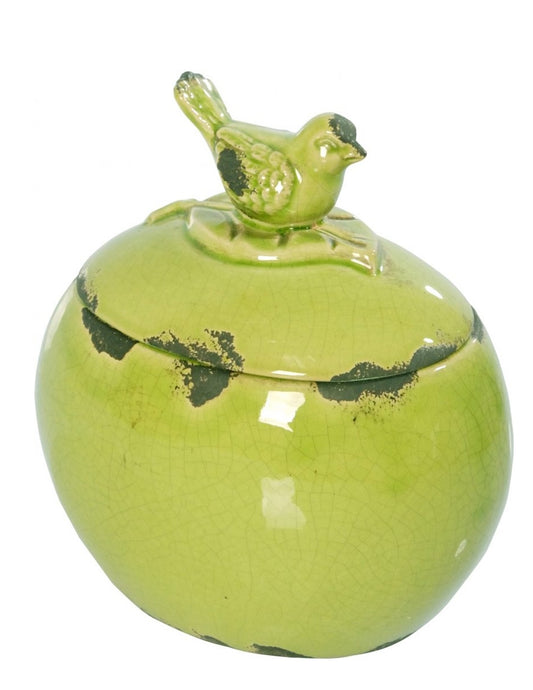 Lidded Ceramic Bird Jar