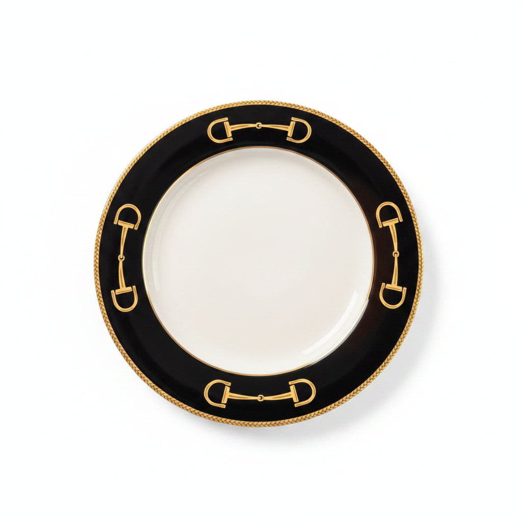 Black & Gold Bit Salad Plate