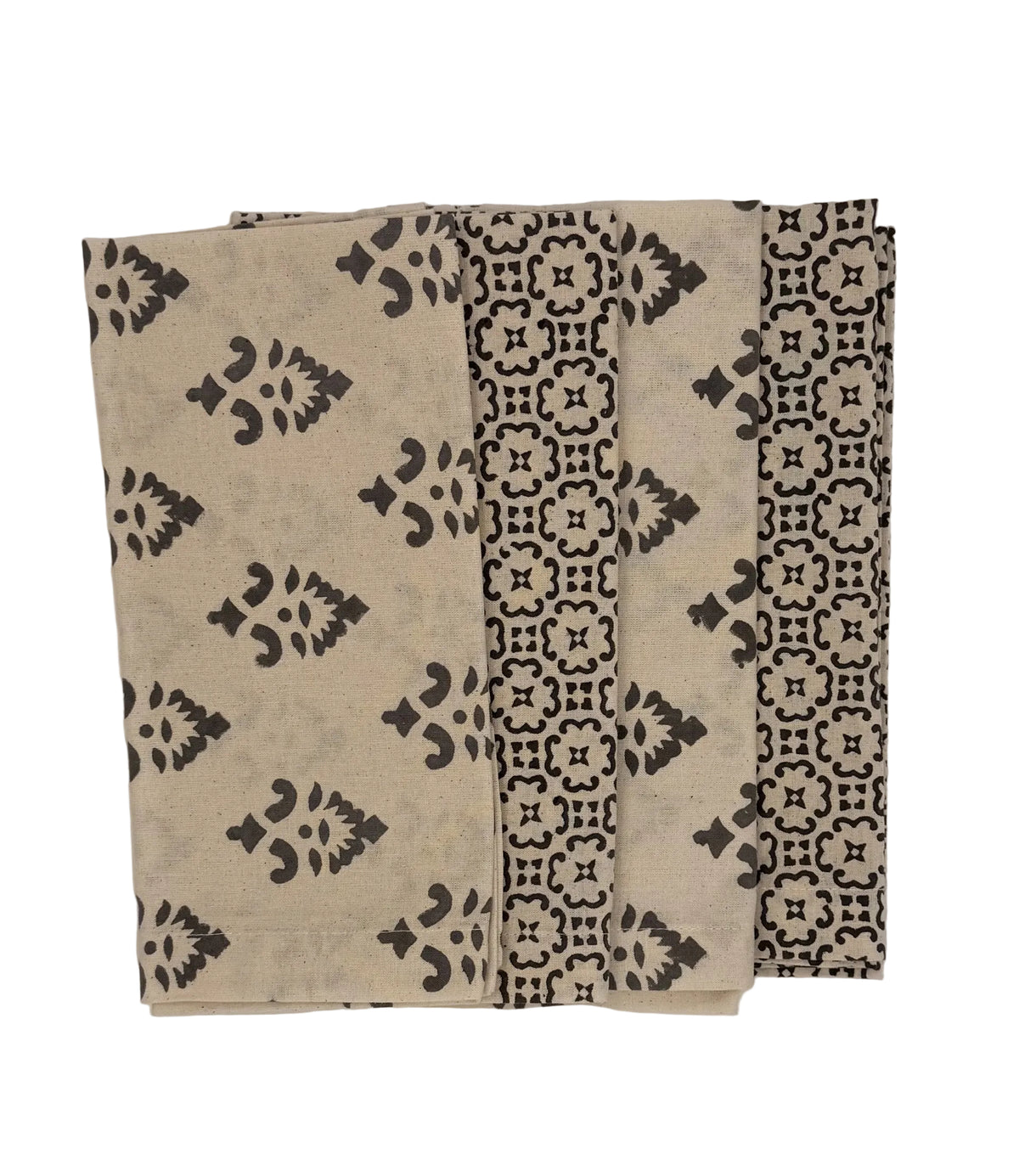 Henna Natural/ Black Block Print Napkin