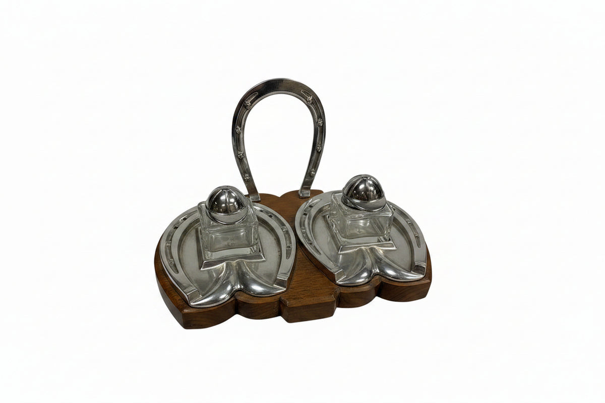 Antique Double Jockey Inkwell