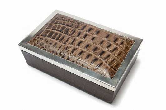 Embossed Leather Box with Silver Accents