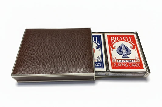 Embossed Leather and Glass Playing Card Box
