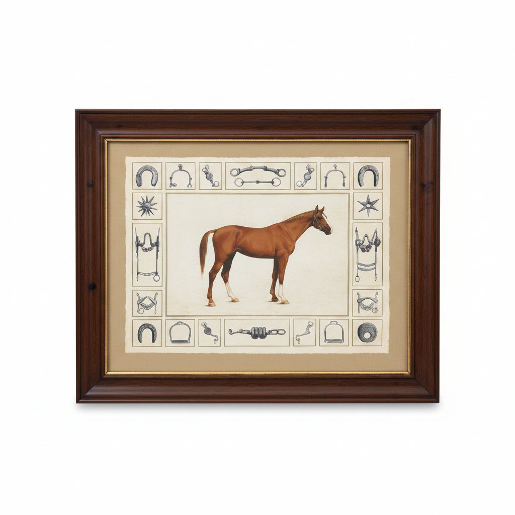 Framed Horse Print with Equestrian Border