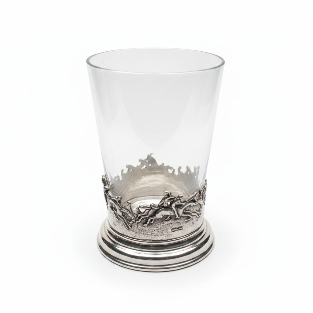 Glass Hurricane with Silver Base