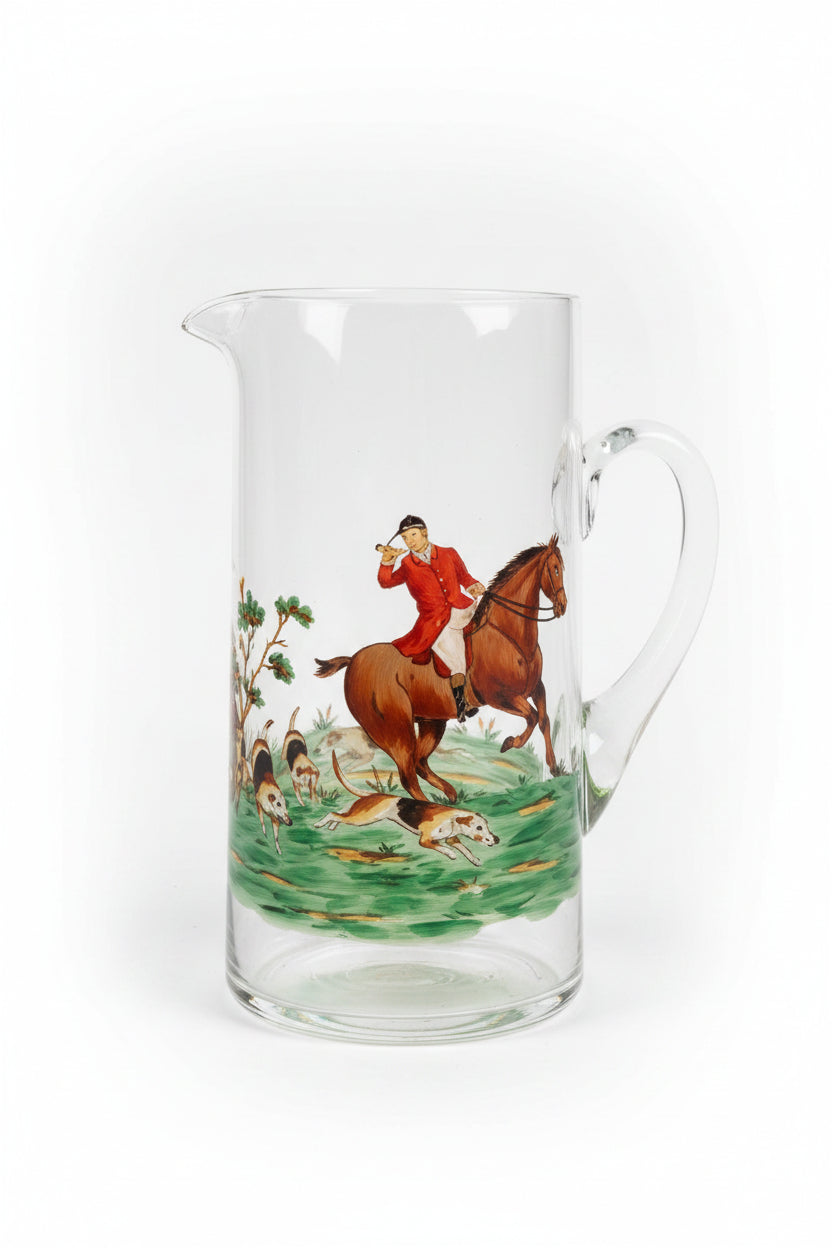 Glass Pitcher with Hunt Scene