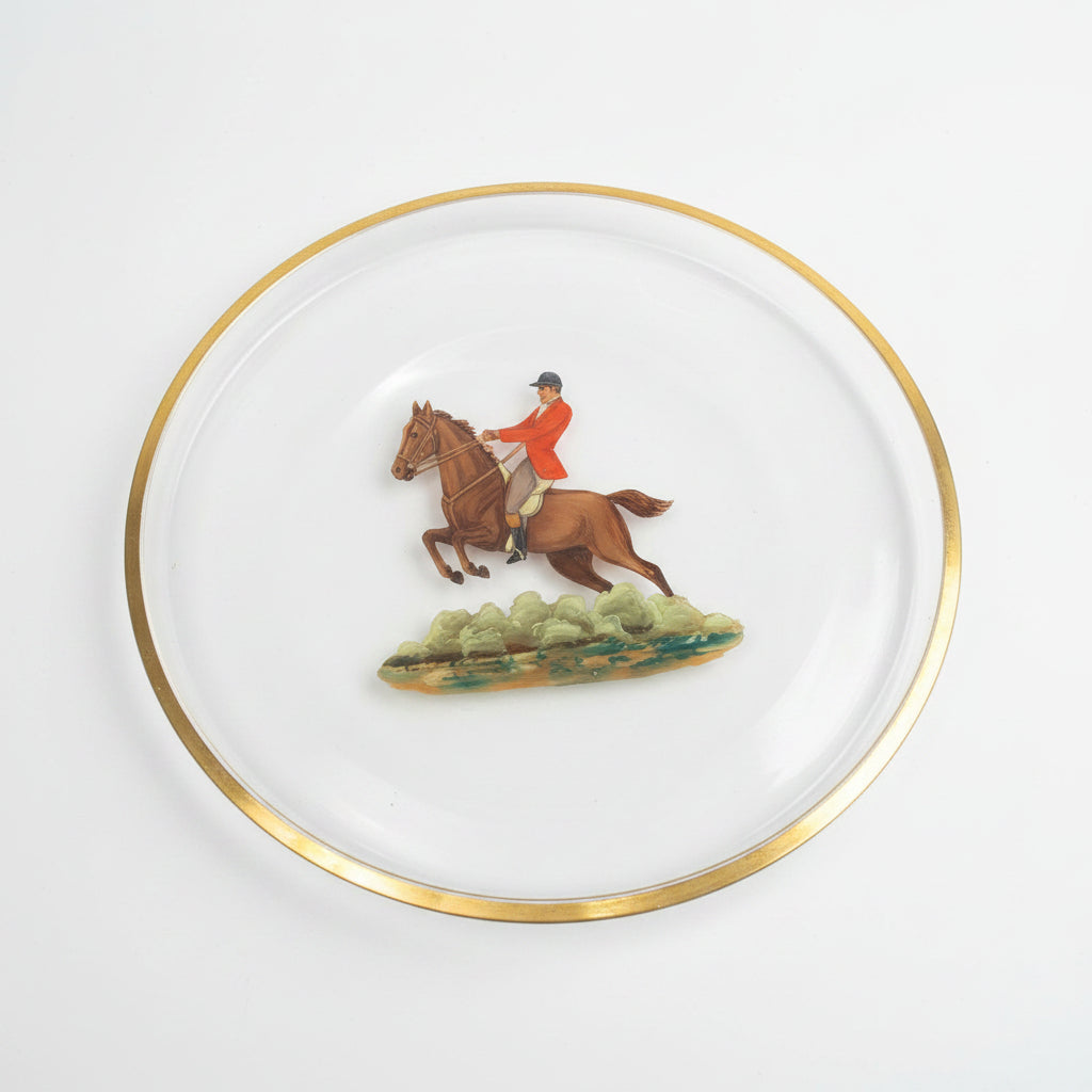Glass Platter with Hunt Scene