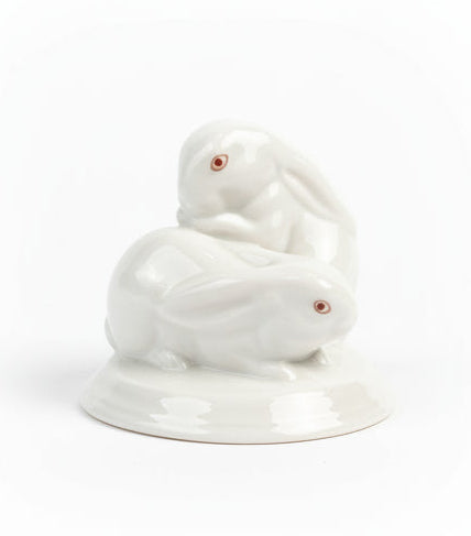 Herend Pair of Crouched Bunnies