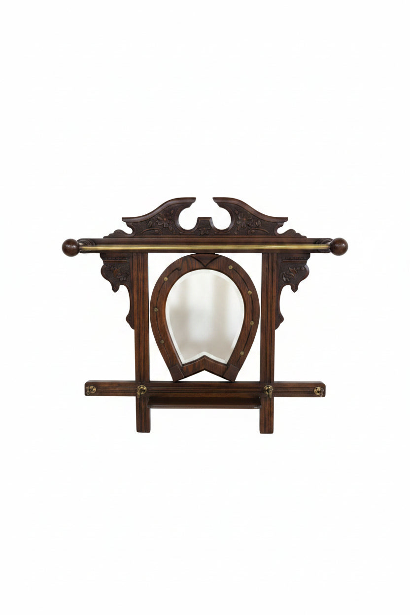 Antique Horseshoe Mirror Hall Tree