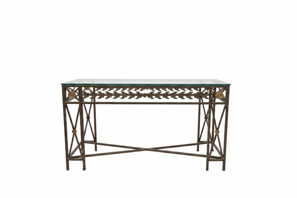 Iron Console with Glass Top