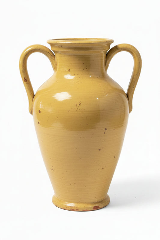 Fortunata Large Two Handle Urn with Yellow Glaze