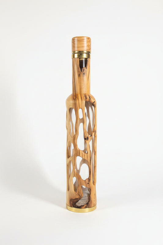 Sculpted Olive Wood Bottle Large