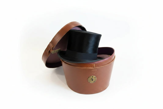 Antique Leather Top Hat Box
