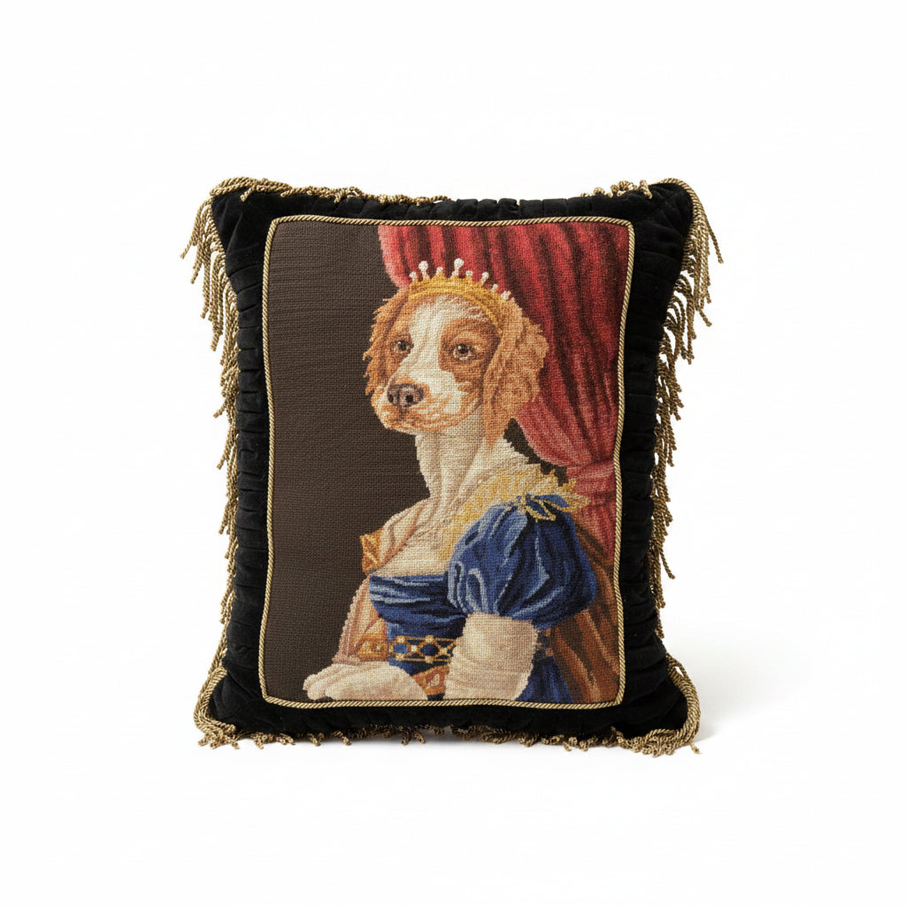 Dog Needlepoint Throw Pillow