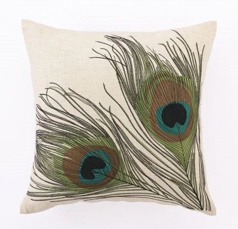 Peacock Embroidered Pillow