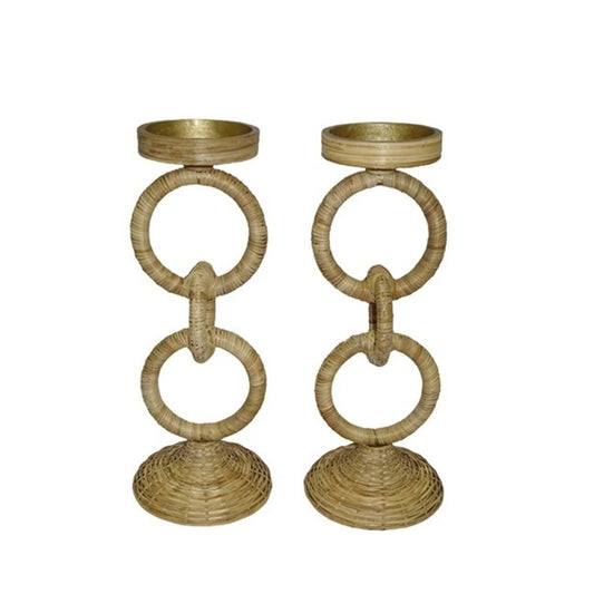Rattan Wrapped Candlesticks