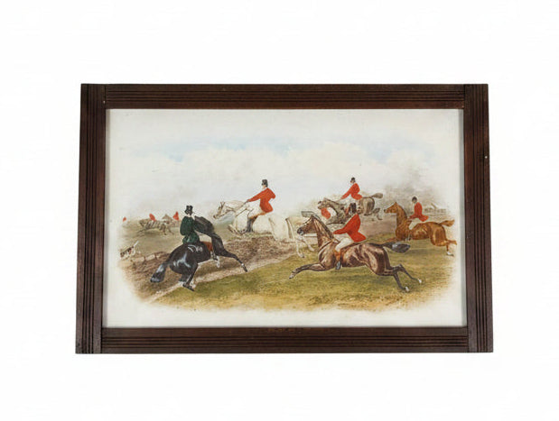 Reverse Painted Hunt Scene