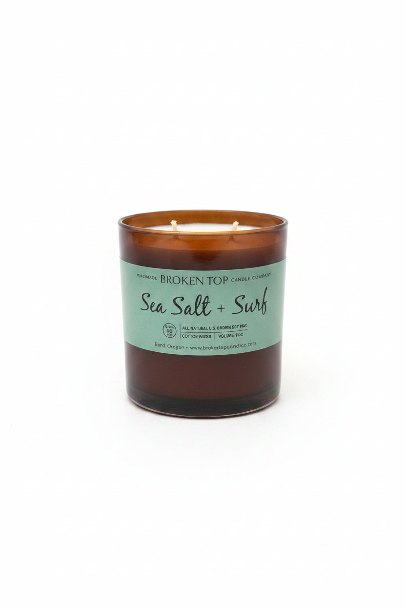 Sea Salt & Surf- Amber Glass Candle