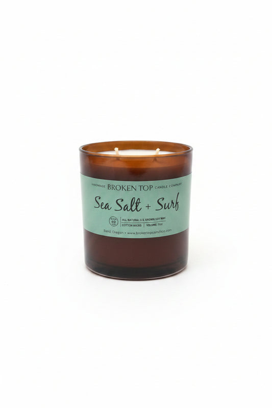 Sea Salt & Surf- Amber Glass Candle