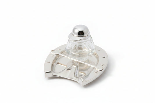 Silver Jockey's Helmet with Hoof & Crystal Inkwell