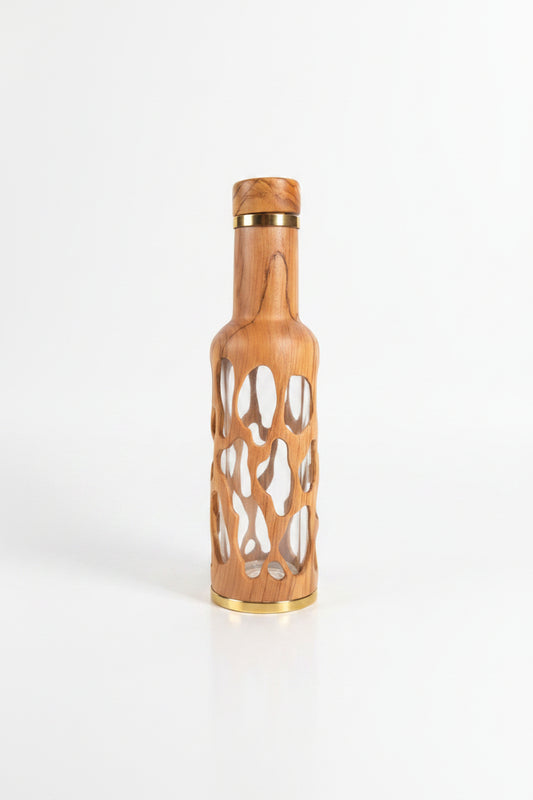 Sculpted Olive Wood Bottle Small