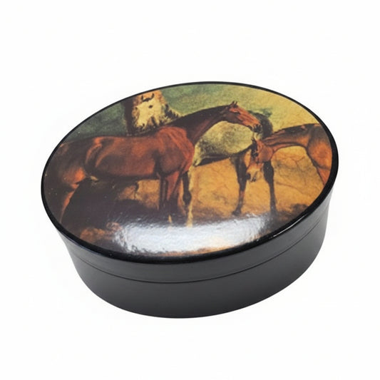 Small Wood Box with Equine Painted Lid