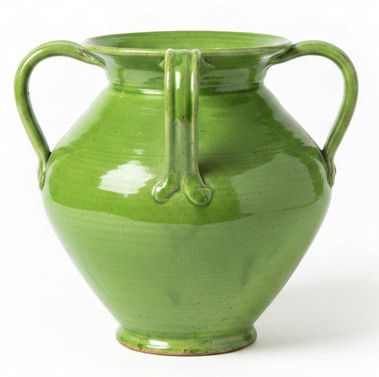 Fortunata Three Handle Urn with Green Glaze