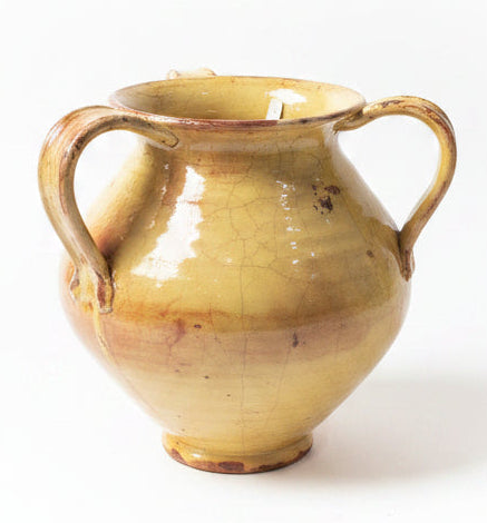 Fortunata Three Handle Urn with Yellow Glaze