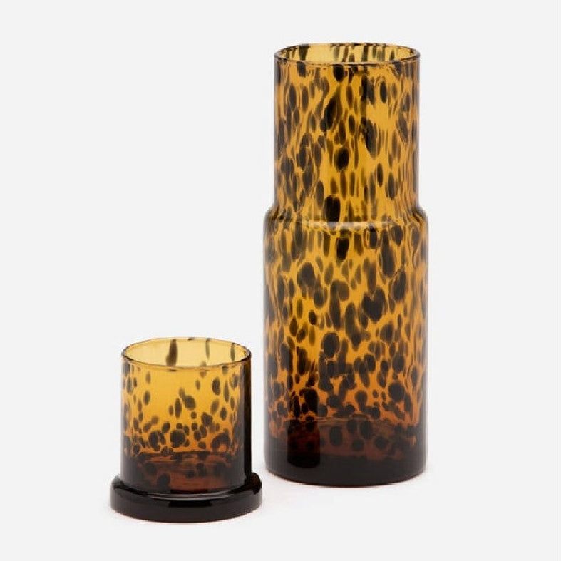 Tortoise Shell Hand Blown Glass Carafe