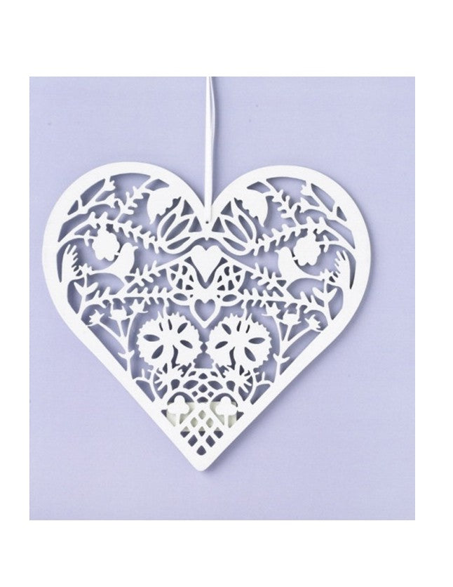 White Heart Peace & Hope Scherenchnitte Ornament