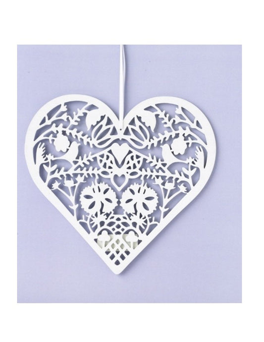 White Heart Peace & Hope Scherenchnitte Ornament