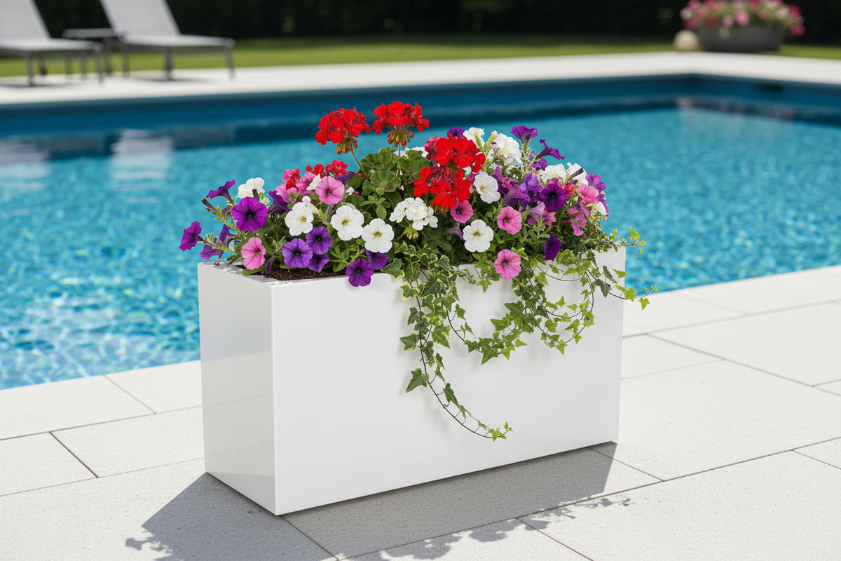 White Rectangular Planter